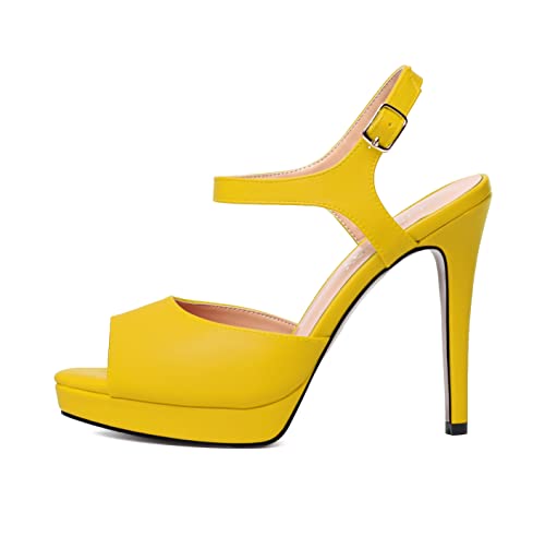 SKYSTERRY Womens Matte Dress Wedding Buckle Platform Peep Toe Ankle Strap Stiletto High Heel Pumps Shoes 4.7 Inch2