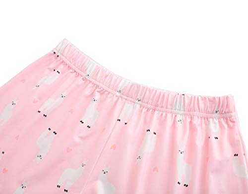 Image of YIJIU Women Short Sleeve Tee and Shorts Pajama Set Cute Alpaca Print Sleepwear