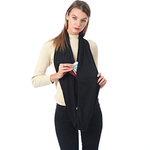 Women Infinity Scarf With Hidden Zipper Pocket Wrap Multi-use Lightweight Convertible Soft Travel Scarves