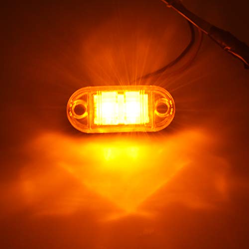 4Pcs 2 LED Side Marker Light 2.5" Oval Trailer Truck Fender Light Surface Mount Little Boat Marine Led Lights RV Camper Accessories, IP67 Waterproof DOT Certified [2 Amber and 2 Red, 12V] - Thumbnail 4