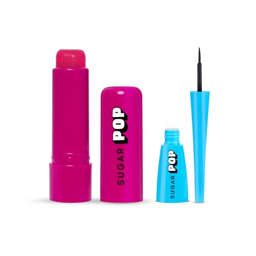 SUGAR POP Makeup Essentials – Nourishing Lip Balm 06 Strawberry – 4.5 gms & Matte Eyeliner 01 Black – 4.5 ml x 2 Set of 2