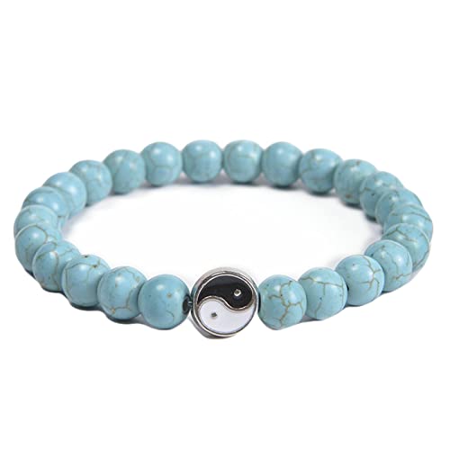 Bracelet homme perles pierre 8mm couronne extensible femme bijoux poignet 17cm tendance