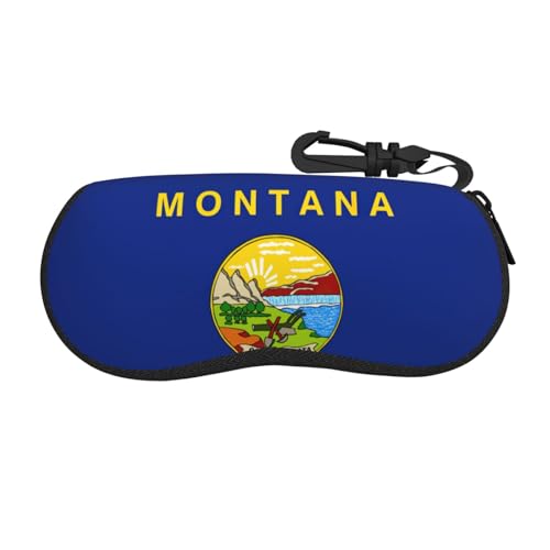 perangg Montana State Flag Soft Shell Eyeglass Case, Glasses Protectiver Sunglasses Holder With Zipper For Men And Wome