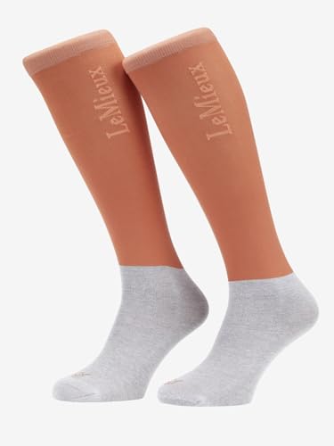 LeMieux Competition Horseback Riding Socks with Closely Woven Foot - Topside Seam and Micro Weight Stretch - Twin Pack - Apricot - Medium2