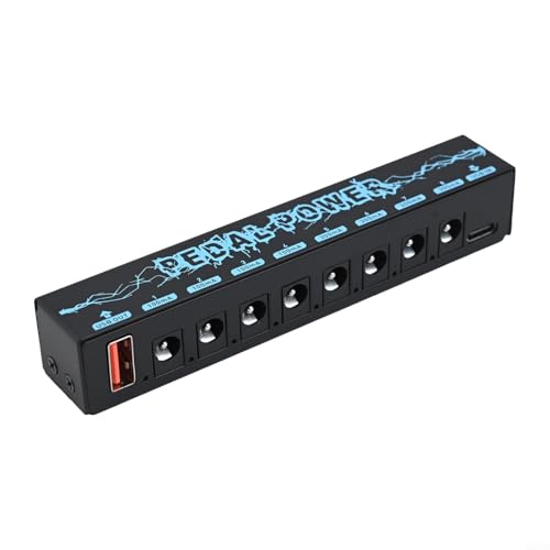 Fuente de alimentación de pedal de guitarra, Fuente de alimentación de metal multisalida, Fuente de alimentación de pedal multiefecto 8 salidas, Construcción compacta y metálica