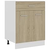 vidaXL Schubunterschrank mit 2 Regalböden 1 Schublade Schrank Küchenzeile Küchenmöbel Unterschrank Küchenschrank Sonoma-Eiche 60x46x81,5cm Holzwerkstoff