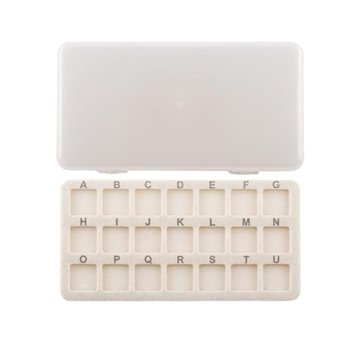 Sclmgo Vassoio organizer per perline con 21 scomparti, tappetino per smistamento portatile, scatola impilabile in spugna, adatto per la creazione di gioielli e arti e artigianato, beige