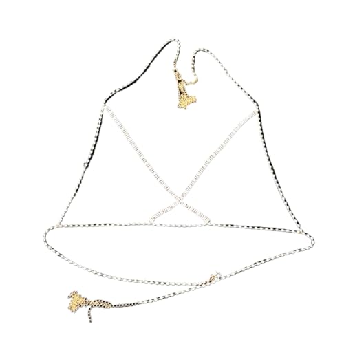 Body Chain Chest Chain Rhinestone Fringed Bra Chain Crystal Bikini Lingerie Woman Sexy Nightclub Clothing (Silver)