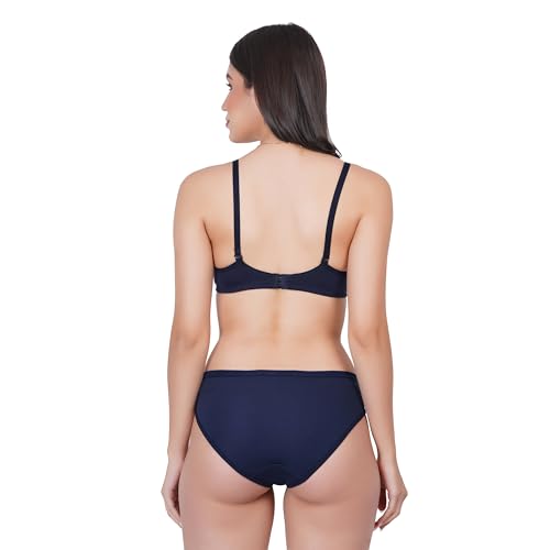 Image of Non Padded Bra Panty Set - Made of Pure Cotton Full Coverage Non Wired Seamless Pushup Soft Cup for T-Shirt Saree Dress Sports Garment for Daily Use Everyday