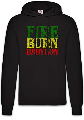 Sweat à capuche Fire Burn Babylon Urban Backwoods hoodie noir confortable
