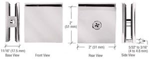CRL Satin Nickel Square Style Hole-in-Glass Fixed Panel U-Clamp