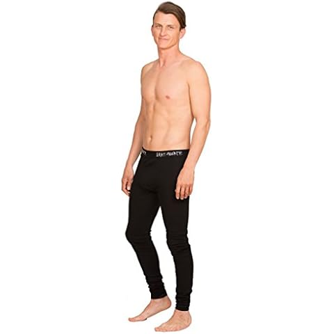 Brass Monkeys - 100% Merino Wool Long John Pants/Leggings - Made in New Zealand - Medium Black Cover