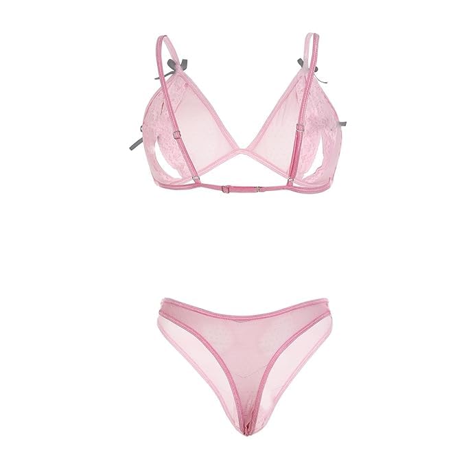 Lace Half Bra and Thong Lingerie Set – Sexy Night Dress for Women, Hot Bikini Style Panty, Fantasy Babydoll Look for Honeymoon & Valentine-image-31