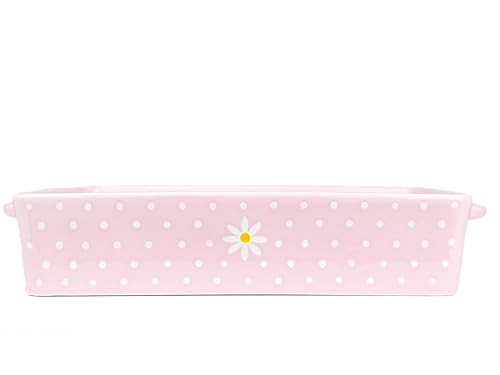 10 Strawberry Street Daisy Polka Dot Rectangular Baker, Pink