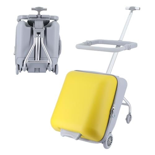 Expandable Luggage with Spinner Wheels, Suitcase with Seat Design, Kid Suitcase, Toddler Hard Luggage with Guardrail, 20 inch Carry-on Luggage for Travel 1 Set