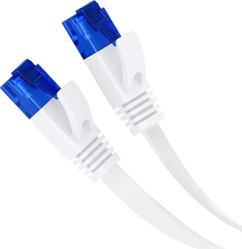 Cable de red de alta resistencia KabelDirekt plano y flexible con RJ45 blanco