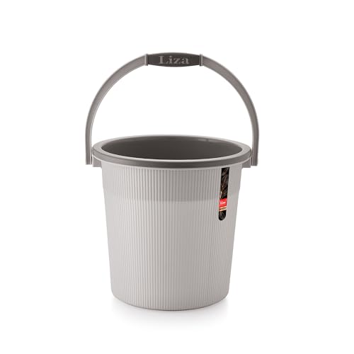 Image of Modern Heavy Plastic Bathroom Set Of 2-20L Bucket & 1L Mug Combo, Light Grey