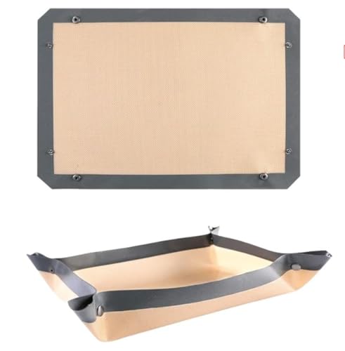 2 Pcs Silicone Fiber Baking Mat with Buckle,Corner Clip for Leak Proof Baking Pan or Unclip for Flat Baking Sheet Liner, Oven Liner (30X21cm,42x29.5cm) BPA-Free and Non-Stick