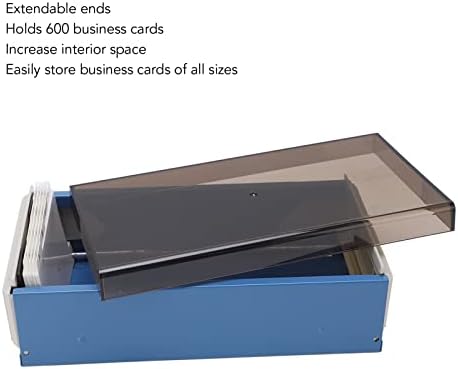 Pssopp Index Card Box,Card File Holder Organizer Metal Base Heavy Duty Enlarged Space Transparent Plastic Sliding Design Credit Card Box for Index Cards Acrylic