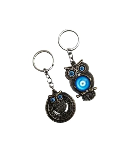 Porte-clés chouette œil bleu pour protéger vos clés de maison au quotidien
