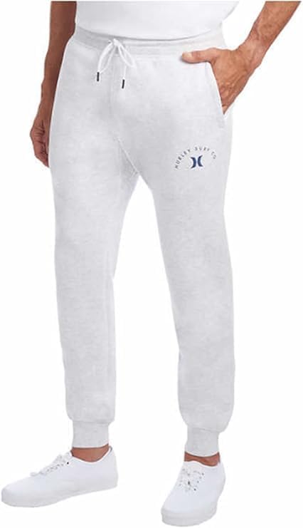Hurley Men's Boxed Logo Fleece Jogger (X-Large, White)
