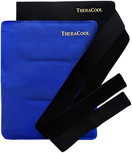 Ice Packs for Injuries Reusable Large Hot Cold Gel Pad Wrap w/Strap for Back Knee Shoulder Rotator Cuff Hip Replacement Elbow Arthritis Surgery Pain Relief Flexible Recovery Bag 14 x 11 by TheraCool