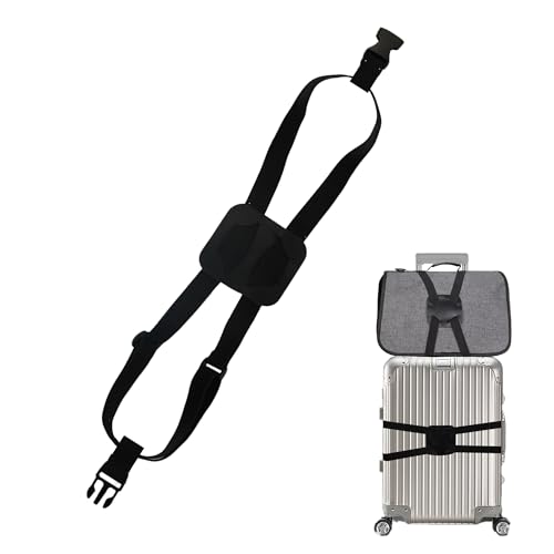 Image of Elastic Luggage Strap with Hooks, The Perfect Travel Must-Have Suitcases Companion, Ultimate Luggage Straps for Suitcases,Travel Must-Have for All Adventurers, Stretchable Luggage Straps(1Black)