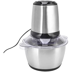 Licuadora De Carne Picadora de Alimentos Eléctrica, Picadora de Carne Eléctrica, Licuadora de Carne de Acero Inoxidable 2L, Procesador de Alimentos Eléctrico, Mini Picadora de Carne con Función de Frenado para(EU)