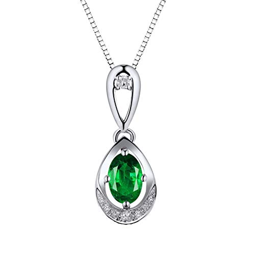 Collier émeraude or blanc 18 carats femme chaîne 18 pouces moissanite