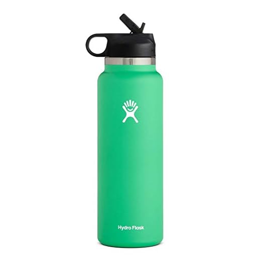 Hydro Flask Water Bottle - Wide Mouth Straw Lid 2.0 - 40 oz, Spearmint
