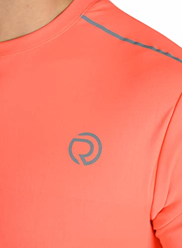 Image of TRUEREVO Mens Solid Half Sleeve Round Neck Sports T Shirt Polyester Fabric with Reflective Details for Gym Training Workout Running