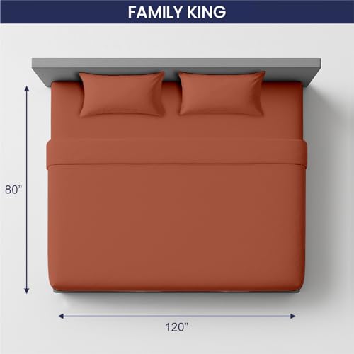 Image of SGI bedding 120 inch W x 80 inch L 4Pc Family King Sheet Set 100% Egyptian Cotton - 600 Thread Count, Fits 12 inch Deep Pocket - Soft Breathable Oversized Sheets, for Extra Large Beds - Terracotta