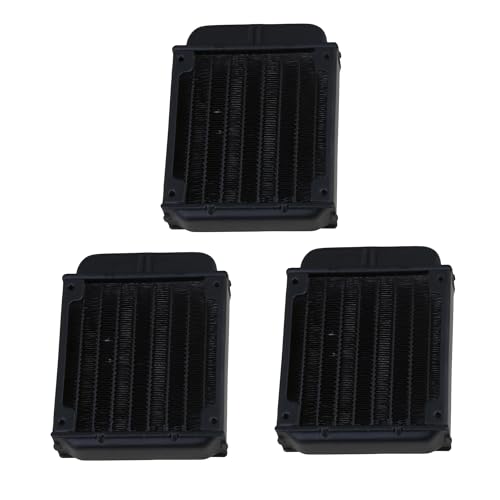 BQLZR Scambiatore di calore per PC CPU, sistema di raffreddamento ad acqua, termosifone, 80 file, 3 pezzi, colore: nero