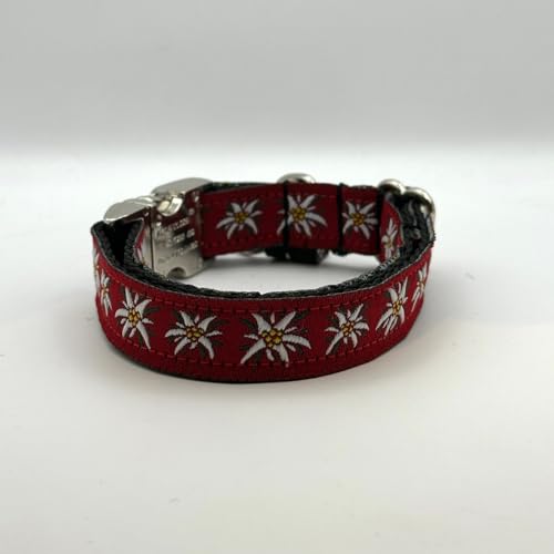 Jimmy und Katz Hundehalsband Edelweiß rot 20-30cm x 1,5cm