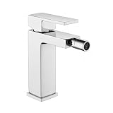 Miscelatore Bidet Cromato Squadrato H 15,4 Cm Con Piletta Amber