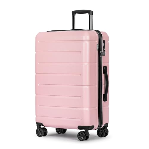 KYME 24 Inch Luggage TSA Approved Hardshell Suitcases with Spinner Wheels Durable PC+ABS Medium Checked Travel Luggage for Women Men Lt Purple