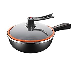 Black Micro-Pressure Wok, Smoke-Free Non-Stick Pan Wok, Electric Skillet with Lid, Portable Multi Cooker,B