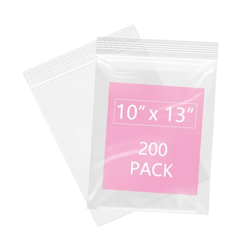 iMailer - 200 Pcs- 10" x 13" Clear Zip Bags - Reclosable Plastic Zip Poly Bags 2 Mil for Prints, Photos, Documents, Clothing, T-Shirt