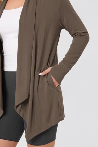 Image of ODODOS Women's Drape Open Front Cardigans Cozy Soft Long Sleeve Casual Wrap Outerwear with Pockets Thumb Hole