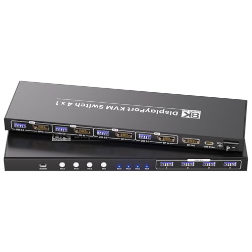 Switch KVM DP 4 ports 8K 60Hz USB 3.0 pour contrôle multiposte
