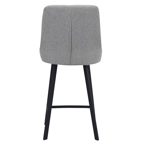 Image of Leick Home 10144-BLGL Upholstered Back Counter Height Stool with Steel Base, Set of 2, for Kitchen Counters and Islands, Gray and Black