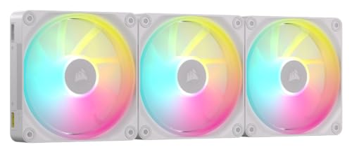 CORSAIR iCUE LINK LX120 RGB 120mm PWM Fans Triple Pack – Dual Light Loops – Includes iCUE LINK System Hub – CORSAIR AirGuide Technology – White