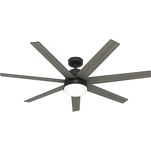 HUNTER, Ventilador de Techo con Control de Pared, Phenomenon, Ventilador Inteligente con Wi-Fi y Luz para Interiores, 7 Aspas Reversibles, Color Negro Mate, 60 Pulgadas, Modelo 51376