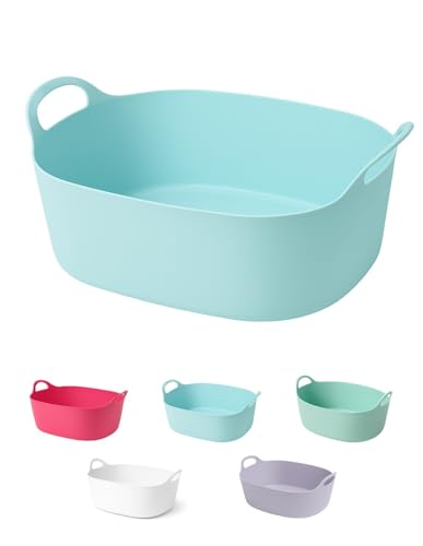 JARDIN202 - Cesto para Ropa Sucia 32L con Asas | Diseño Compacto y Moderno | Cesto de Colada | 32 litros (Celeste)