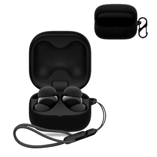 For SONY(ソニー) LinkBuds Fit WF-LS910N 用 ケース カバー 【NOUKAJU】 WF-LS910N ワイヤレス イヤーホン シリコン 保護ケース (カラビナ付き+ストラップ付き ) 落下防止 キズ防止 耐衝撃 装着充電可能