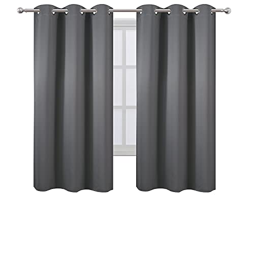 Image of LEMOMO Grey Blackout Curtains 42 x 63 Inch Length /Set of 2 Curtain Panels /Thermal Insulated Room Darkening Blackout Curtains for Bedroom