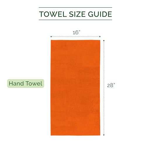 Image of Elegant Comfort Three Line Popcorn Towel Set for Bathroom 16 x 28 inches, Premium Hotel Quality 4-PACK Hand Towels, 100% Turkish Cotton, Soft and Durable,Quick Dry and Highly Absorbent, Vibrant Orange