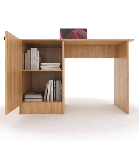 Image of 55 * 120 * 75 CM Engineered Wood Office Desk with Closed Cabinet & Storage Shelves for Storing Books, Stationery | Tabloft Executive Table for Office | 1 Year Warranty- Urban Teak