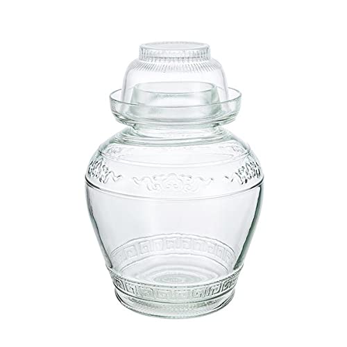 Aosnttol Tarro de vidrio con tapa Tarro de pepinillos, Tarro de fermentación con boca ancha para pepinillos Kimchi, Chucrut, Tarro de Paocai de verduras Kombuch, 2.5L de espesor