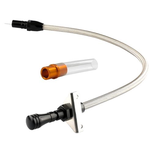 Flexible Transmission Dipstick Compatible with GM TH350 TH400 700R4 4L60E 4L80E with Firewall Mounted Stainless Steel Braided Hose